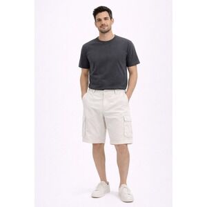 Burnside Cargo Shorts Mens 34 Cream Off White Utility Gorpcore Skater